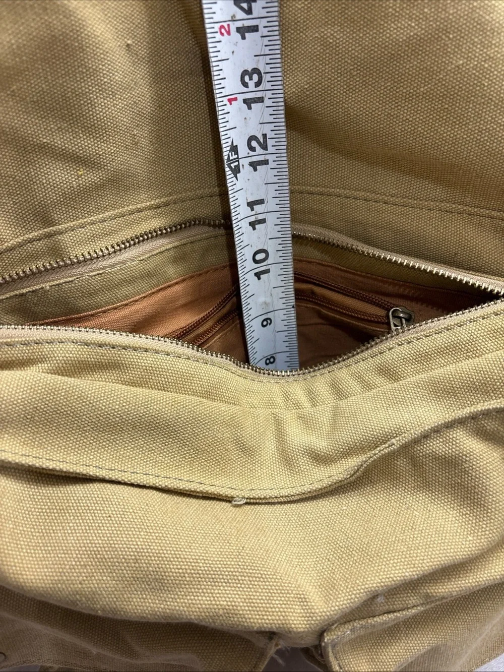 Sechunk Vintage Military Leather Brown Sand Canvas Messenger Satchel Bag Large
